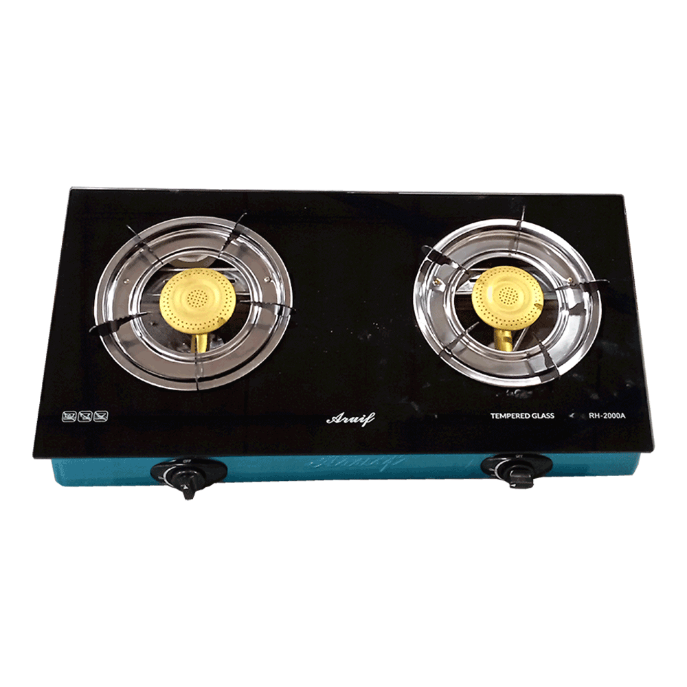 Aruif 2 Burner Auto Ignition Tempered Glass Gas Stove