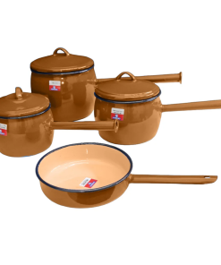 Cordon Bellied Enamel 7PC Pot Set (Brown)