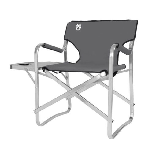 Coleman Deck Chair w/table with fold-down side table and cup holder, perfect for outdoor relaxation in South Africa.