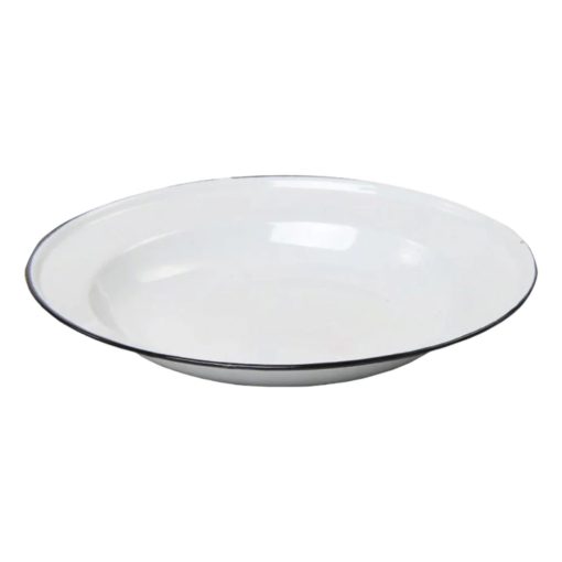 Kango Soup Plate White 24cm – Elegant white enamel soup plate, ideal for serving soups, stews, or salads in South Africa.