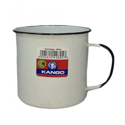 Kango Mugs 14cm White, Durable and stylish enamel mugs for coffee, tea, and hot beverages in South Africa.