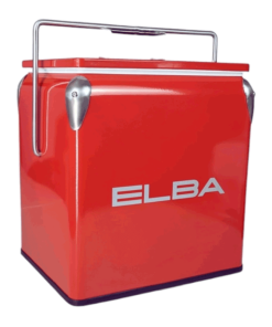 Elba Retro Metal Coolerbox in Red – Perfect for outdoor adventures in South Africa.
