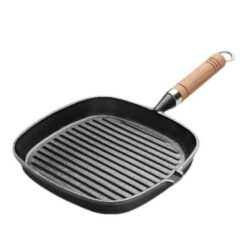 Cast Iron Skillet with Wooden Handle 220 x 220 x 20 mm Size