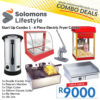 6 Piece Fryer Combo - Start Up Combo 1 with electric fryer, griller, popcorn machine, and pie warmer for South African food startups