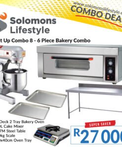 5 Piece Bakery Combo - Start Up Combo 8 with oven, cake mixer, trays, scale, and steel table in South Africa